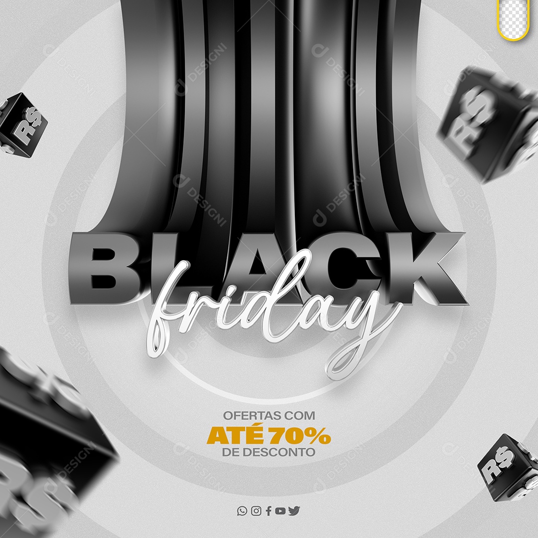 Black Friday Ofertas com Até 70% de Desconto Social Media PSD Editável