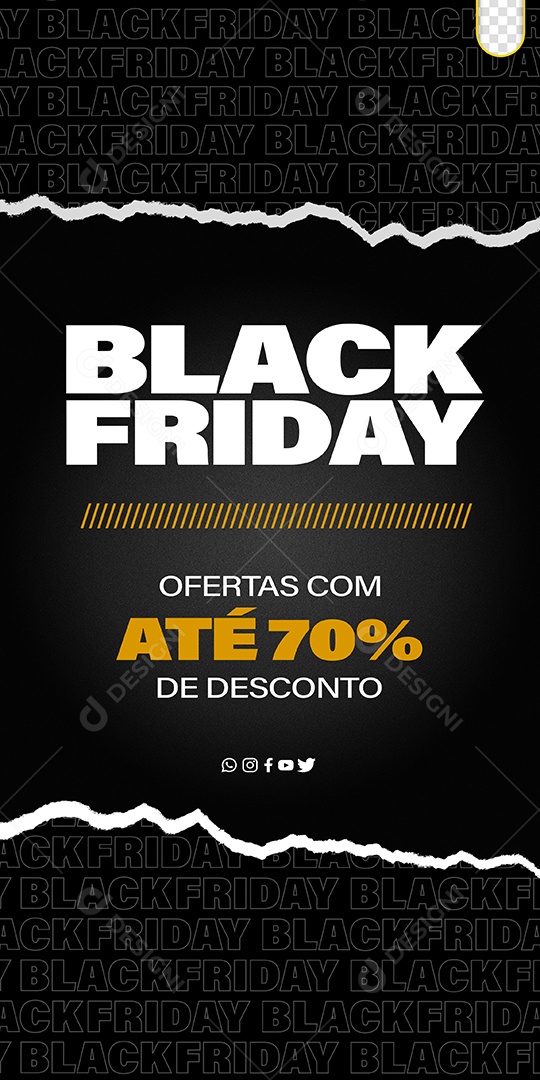 Story Black Friday Ofertas com Até 70% de Desconto Social Media PSD Editável