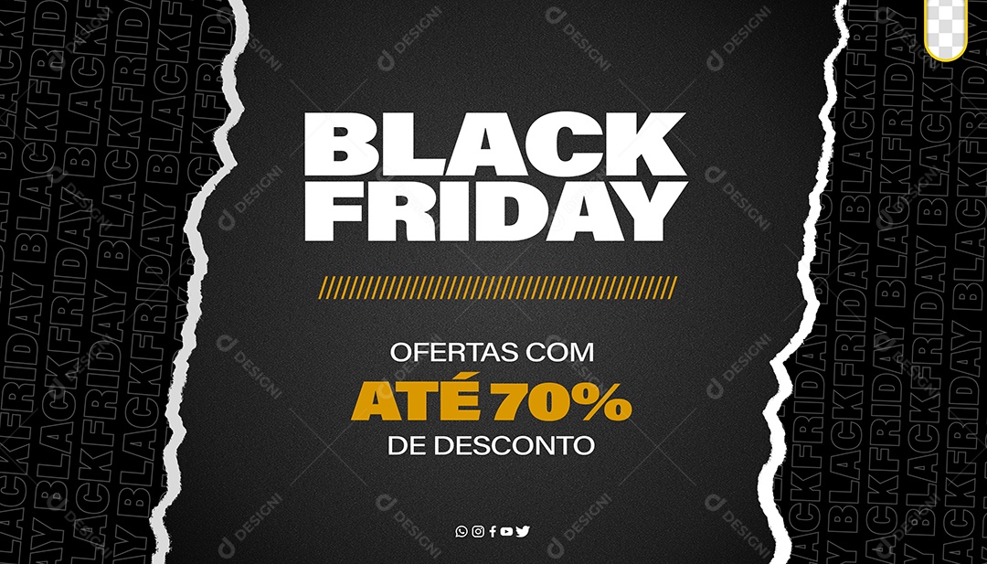 Banner Black Friday Ofertas com Até 70% de Desconto Social Media PSD Editável