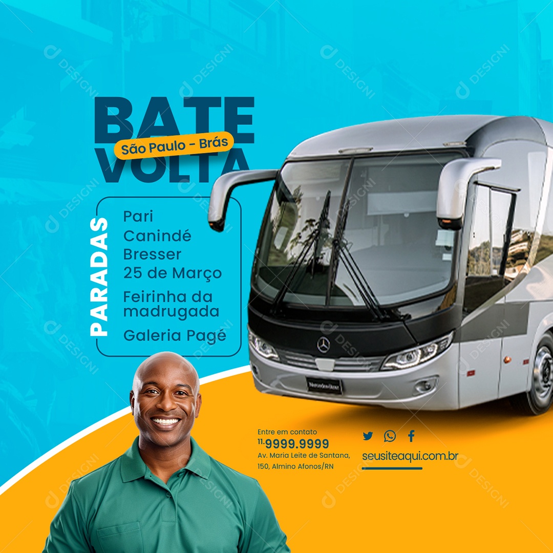 Excursão Bate Volta Viagens Paradas Pari Canindé Bresser Social Media PSD Editável