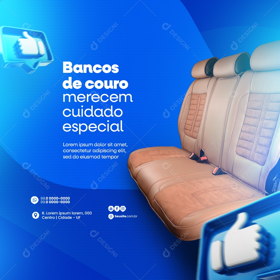 Lava Jato Higienização de Bancos de Couro Merecem Cuidado Especial Social Media PSD Editável