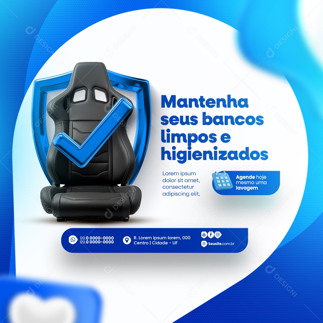 Lava Jato Higienização dos Bancos Mantenha seus Bancos Limpos e Higienizados Social Media PSD Editável