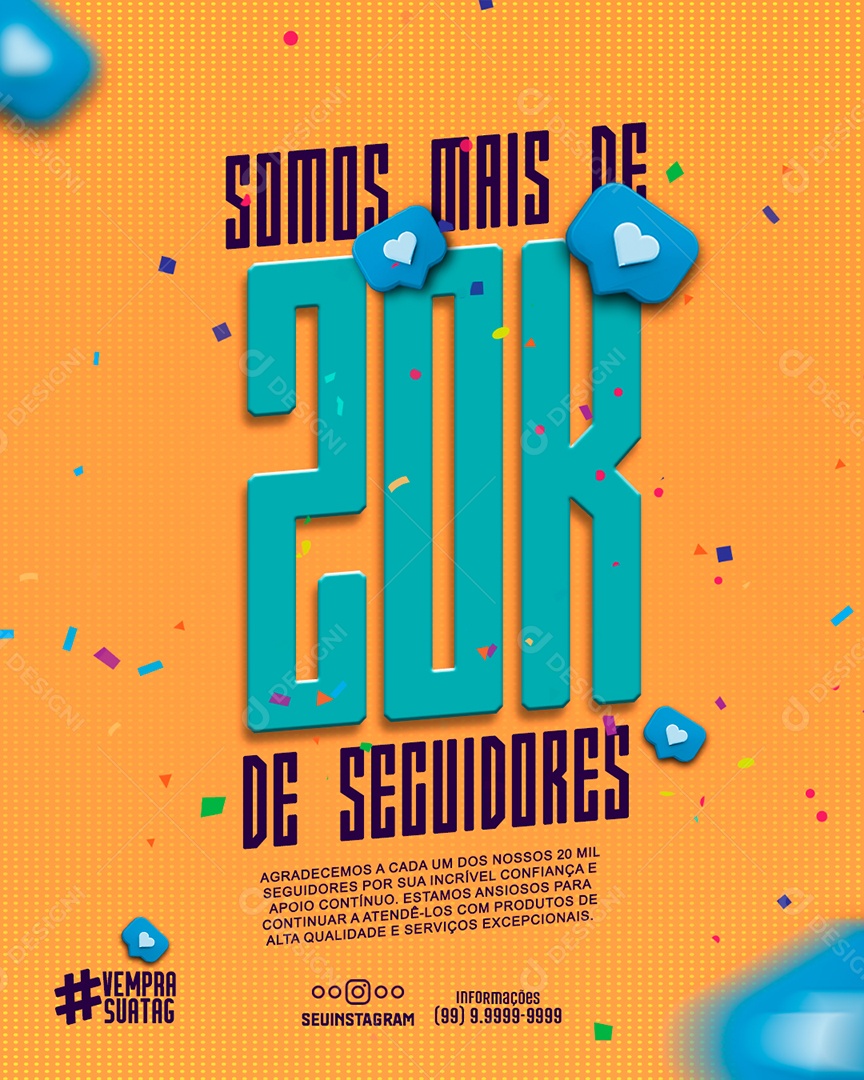 Social Media Feed Somos Mais De 20K De Seguidores PSD Editável