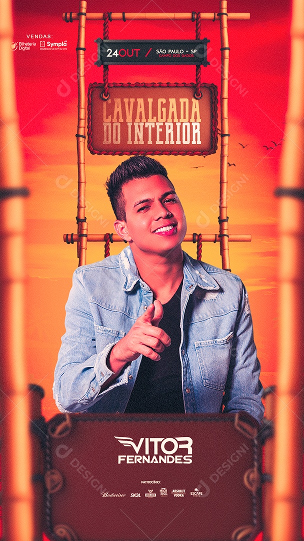 Social Media Flyer Story Cavalgada Do Interior Vitor Fernandes PSD Editável