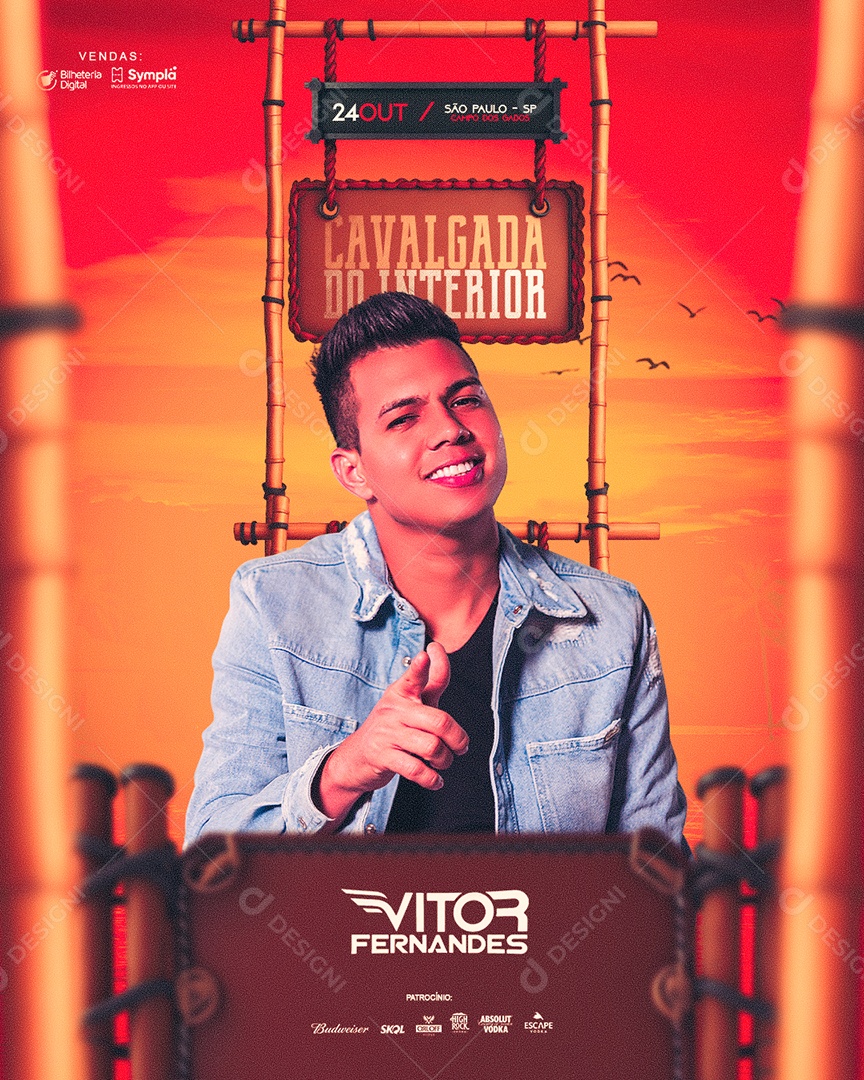 Social Media Flyer Feed Cavalgada Do Interior Vitor Fernandes PSD Editável