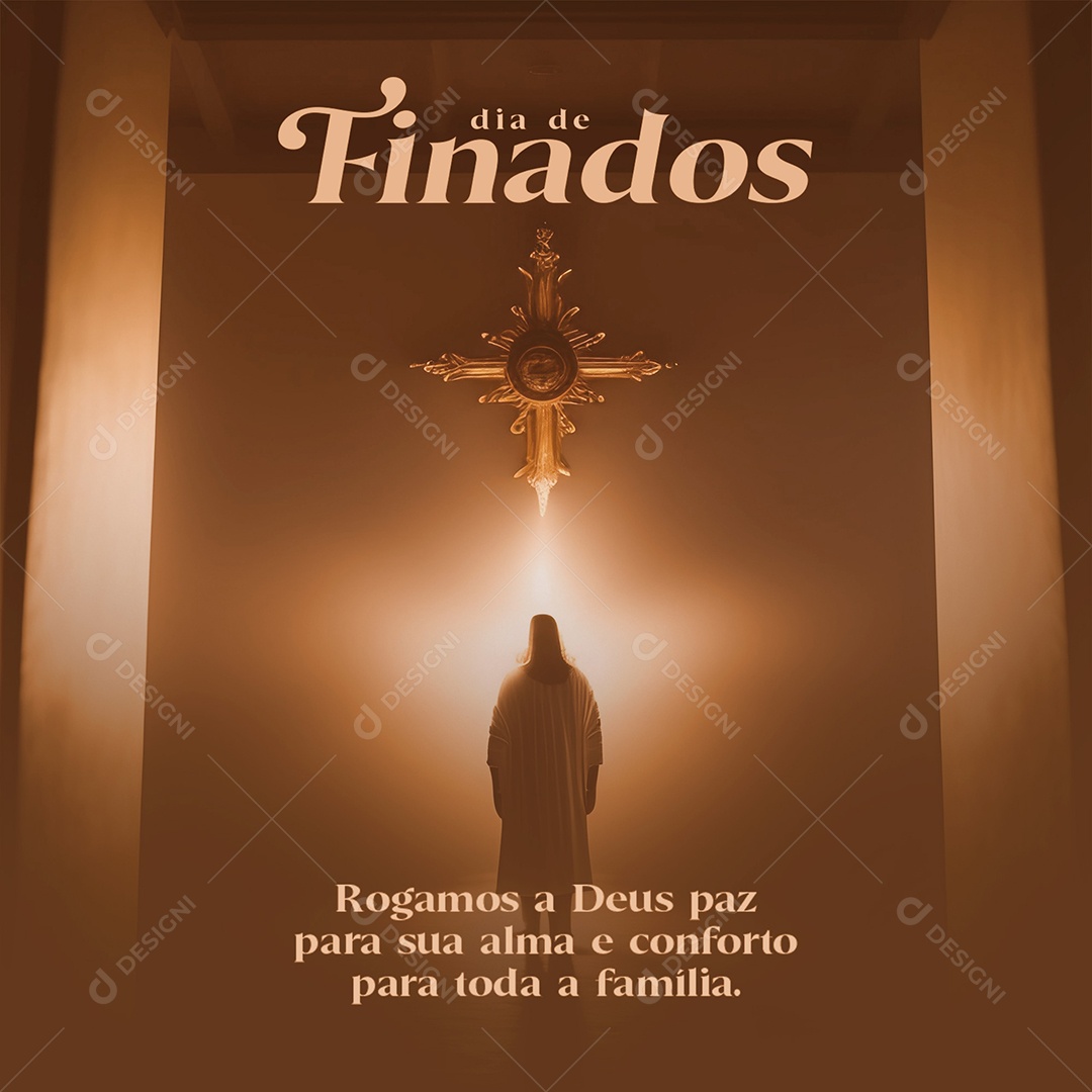 Dia de Finados 2 de Novembro Rogamos a Deus Paz para sua Alma Social Media PSD Editável