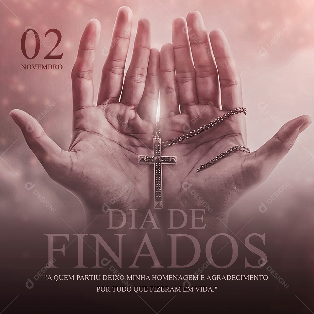 Dia De Finados 02 De Novembro Homenagem e Agradecimento por Tudo que Fizeram em Vida Social Media PSD Editável