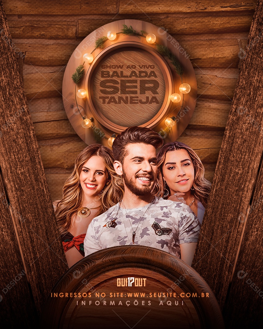 Flyer Show ao Vivo Balada Sertaneja Social Media PSD Editável