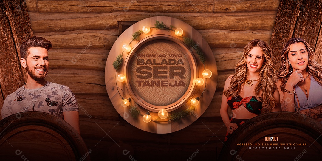 Banner Flyer Show ao Vivo Balada Sertaneja Social Media PSD Editável