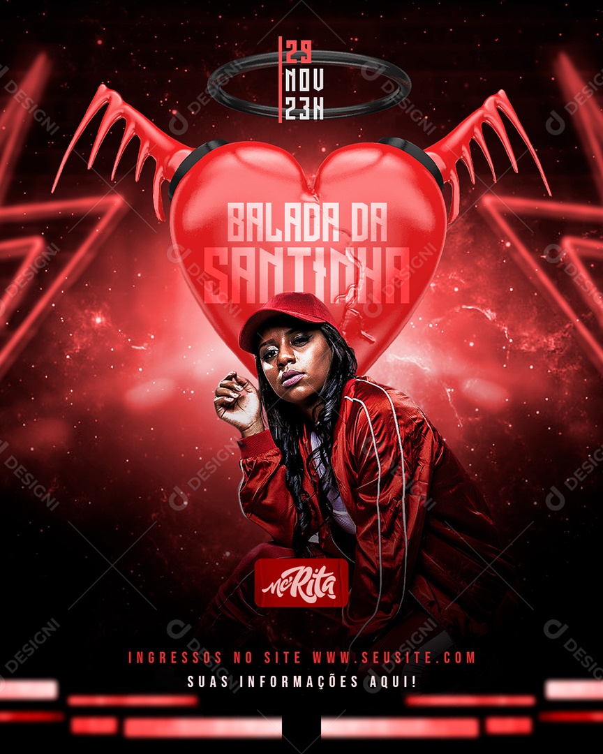 Flyer Balada da Santinha MC Ritinha Social Media PSD Editável