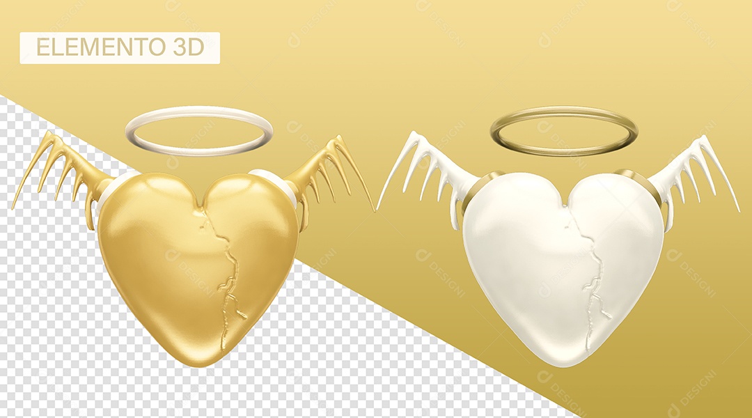 Halloween Corações com Aro Elemento 3D para Composição PSD