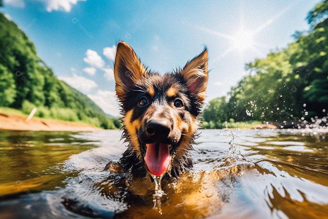 Cachorrinho fofo na água