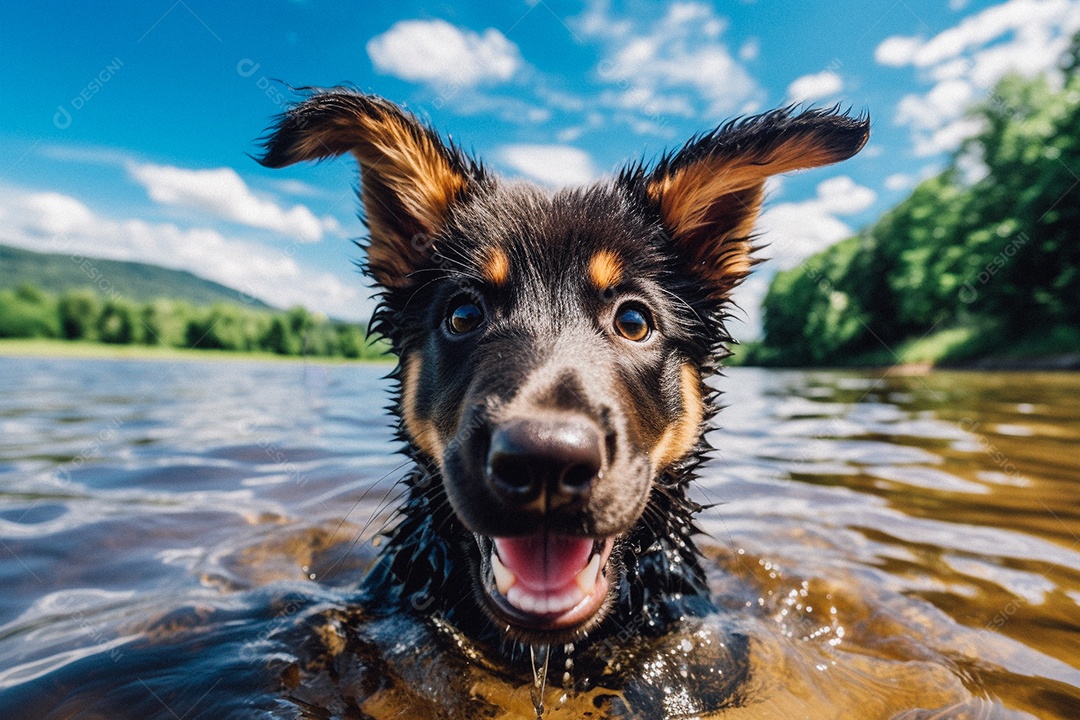 cachorrinho fofo na água