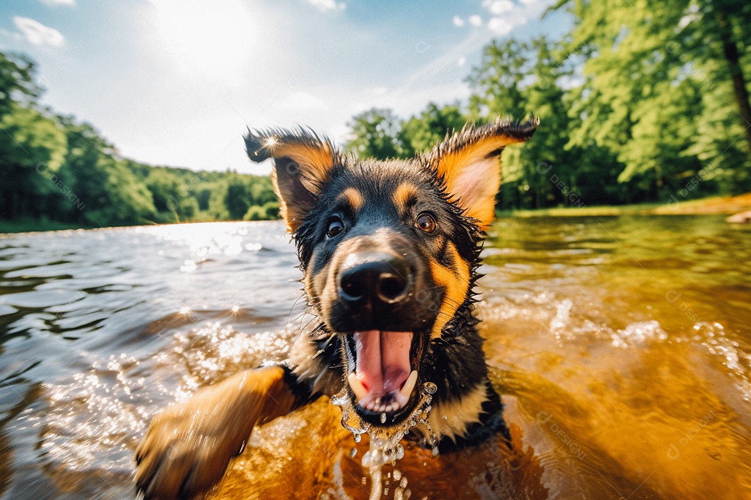 cachorrinho fofo na água