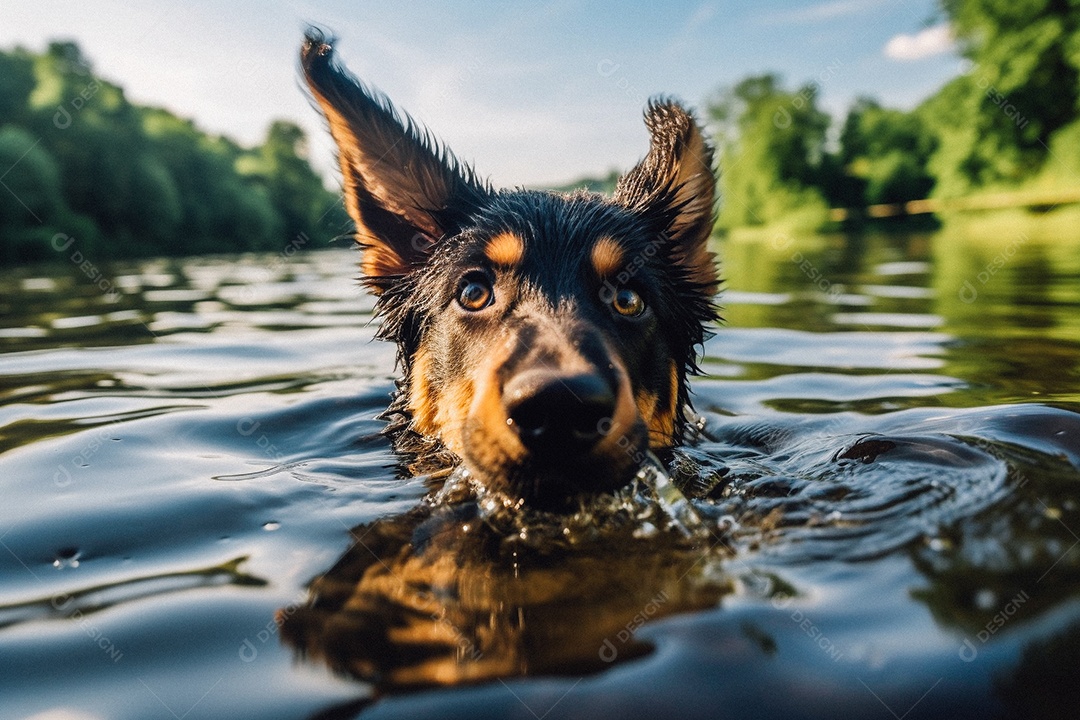 Cachorrinho fofo na água