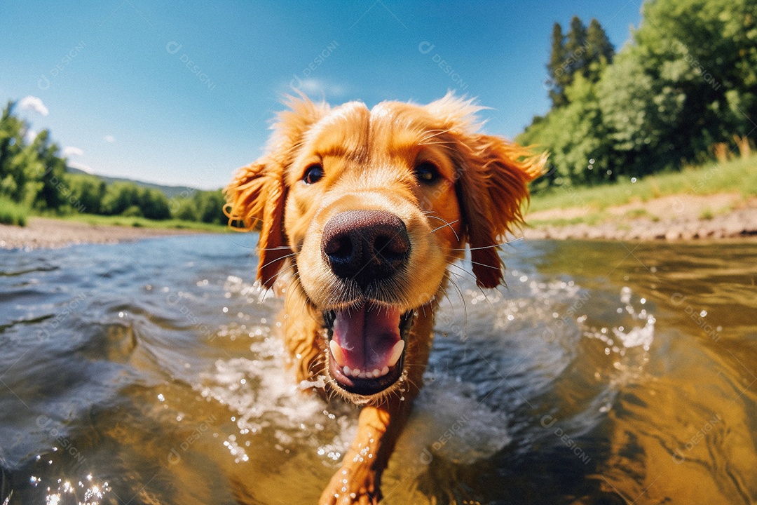 Cachorrinho fofo na água