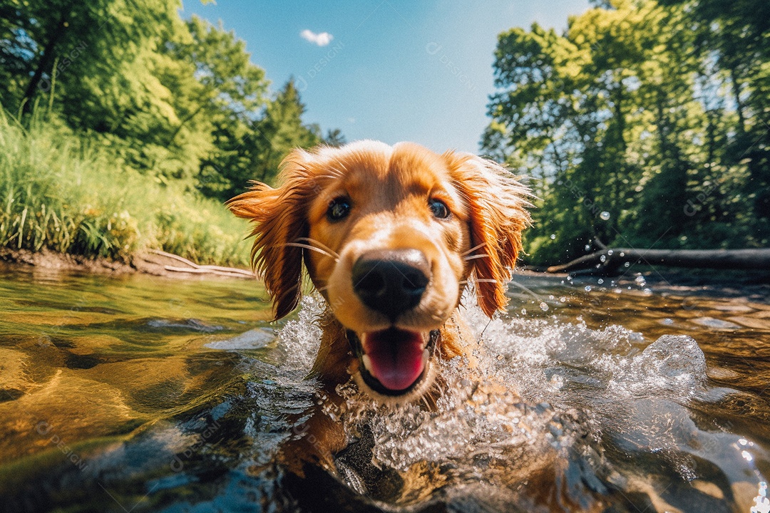 Cachorrinho fofo na água