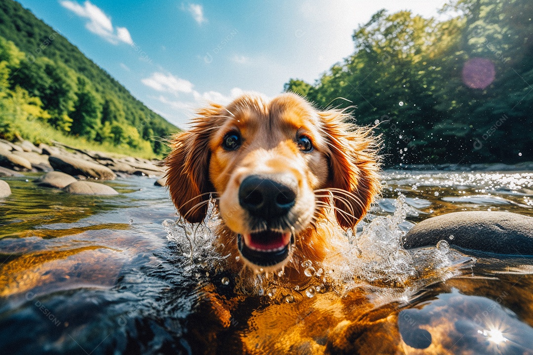 Cachorrinho fofo na água