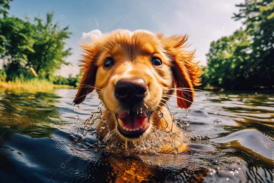 Cachorrinho fofo na água