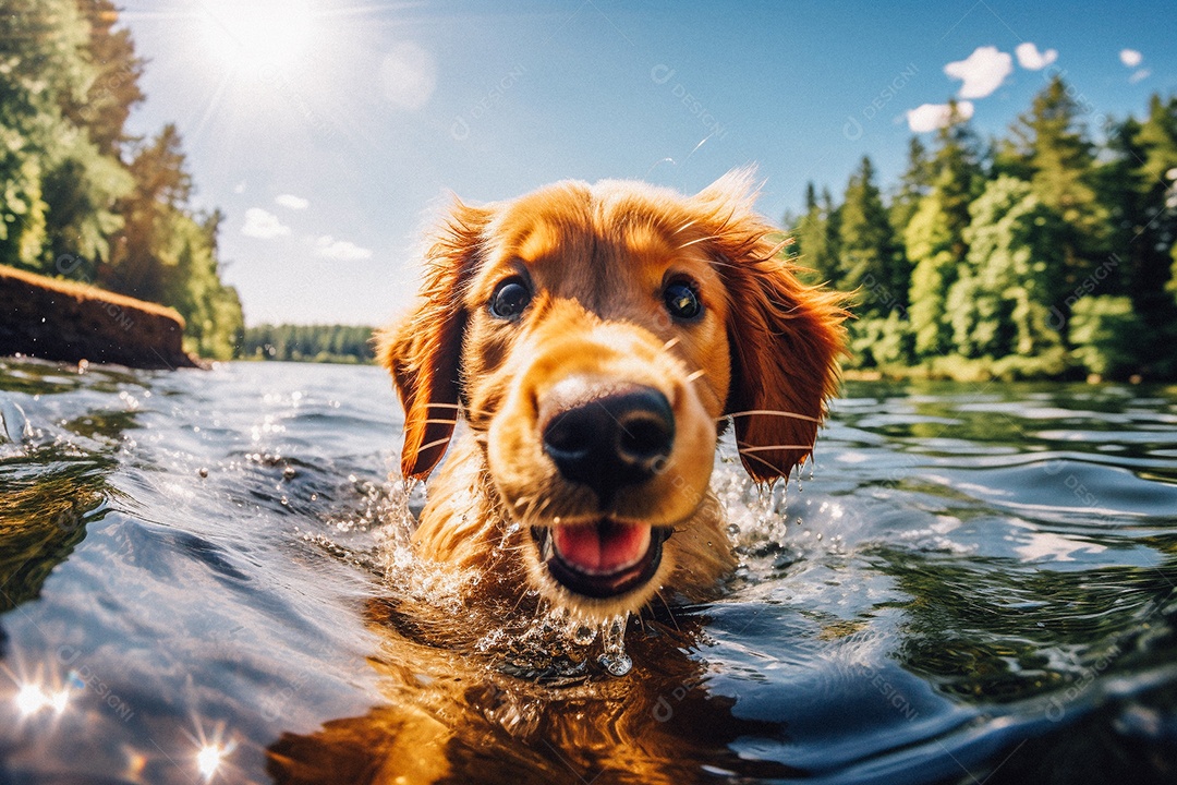 Cachorrinho fofo na água
