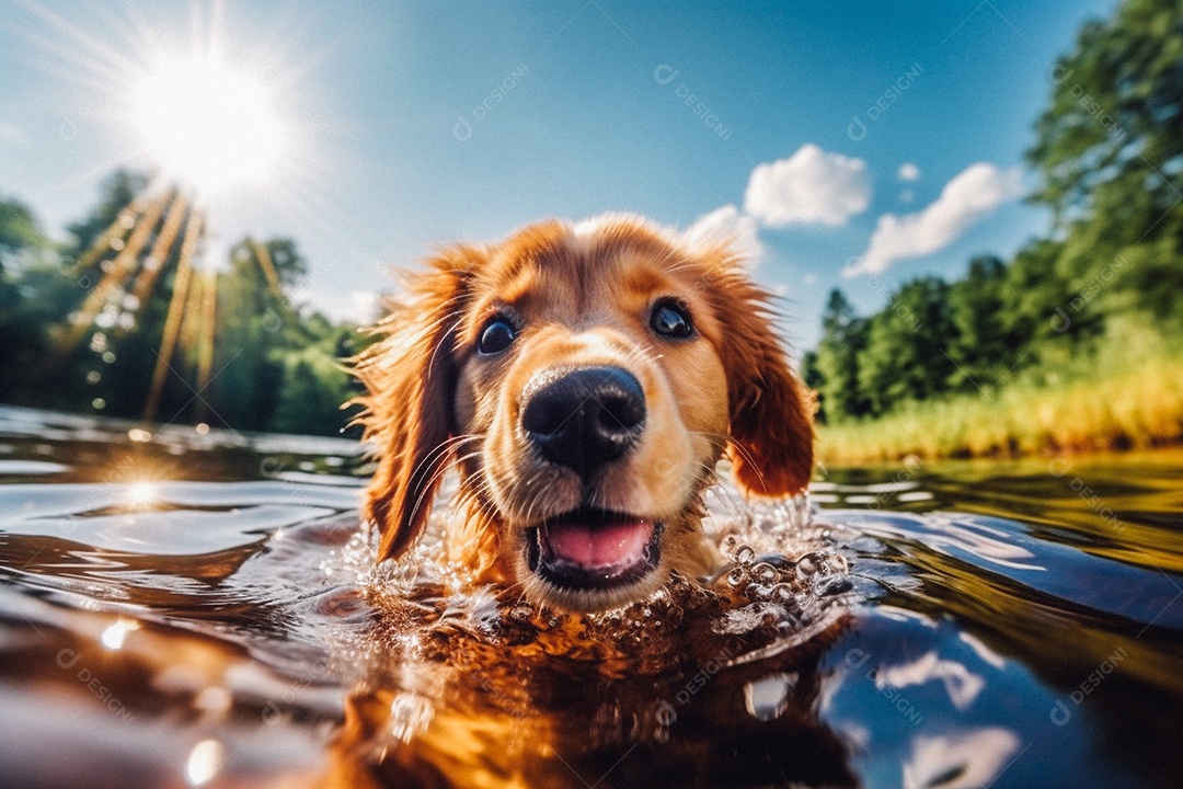 Cachorrinho fofo na água