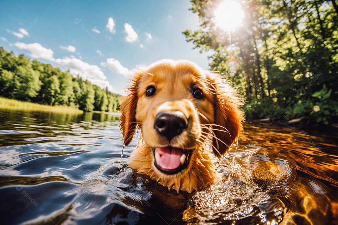 Cachorrinho fofo na água