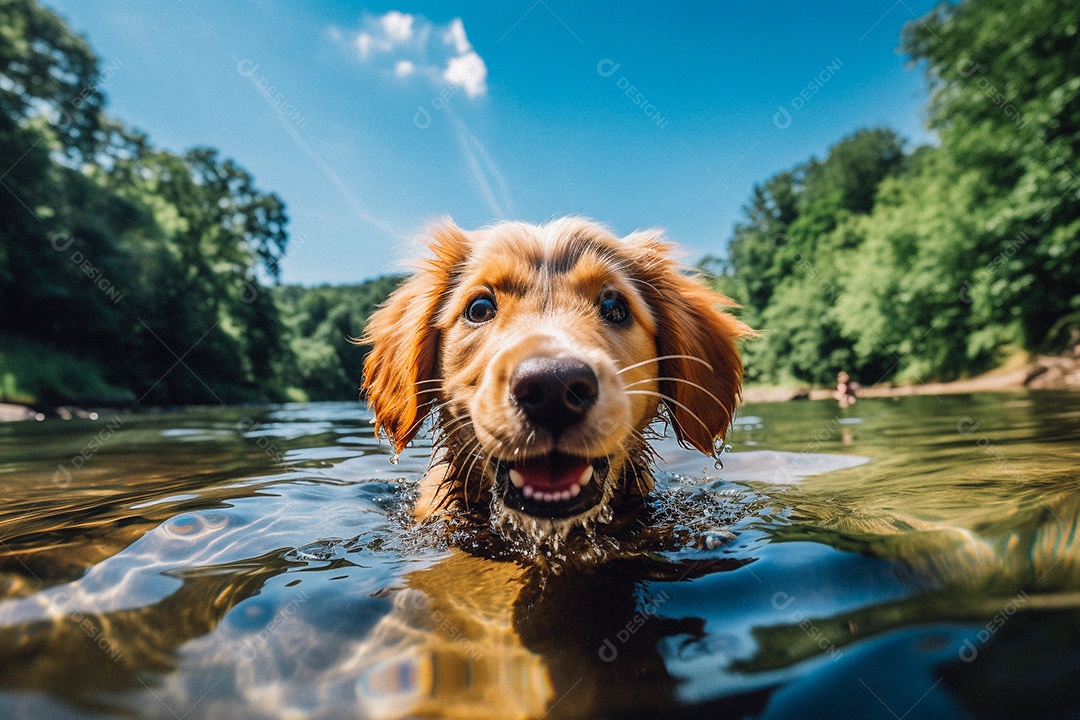 Cachorrinho fofo na água