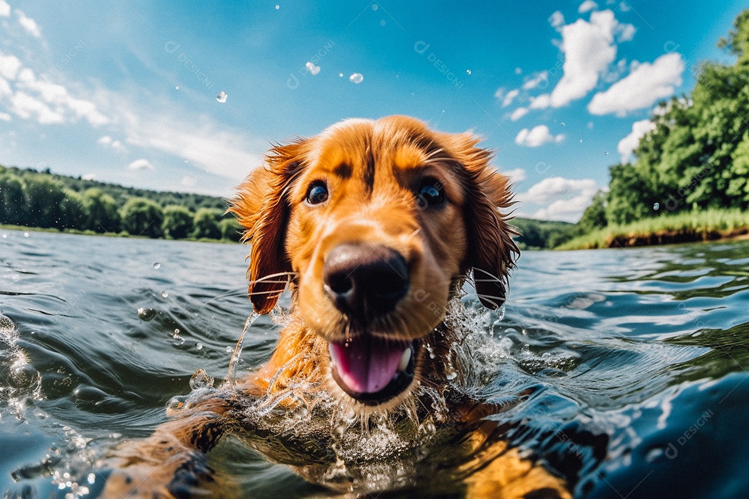 Cachorrinho fofo na água