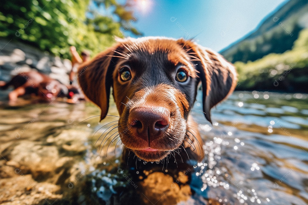 Cachorrinho fofo na água