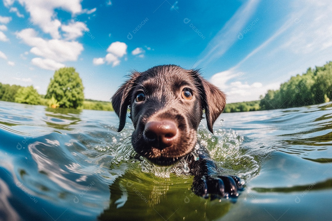 Cachorrinho fofo na água