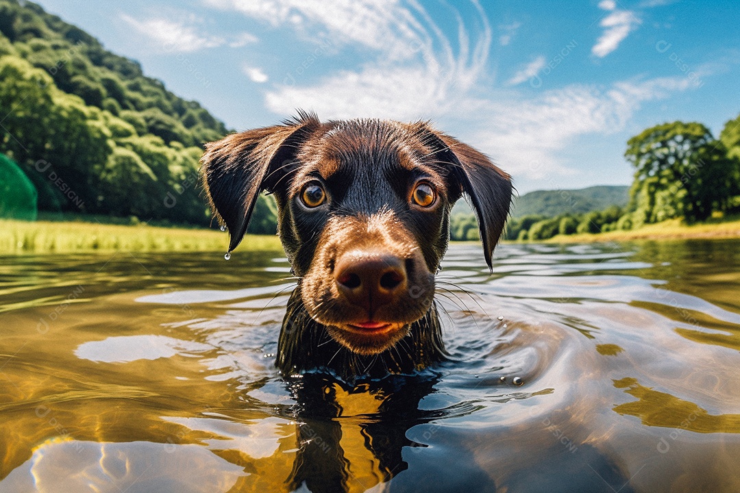 Cachorrinho fofo na água