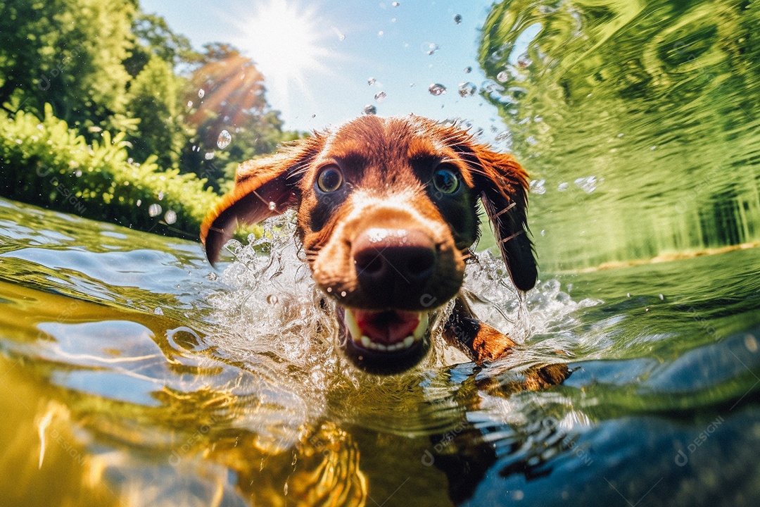 Cachorrinho fofo na água