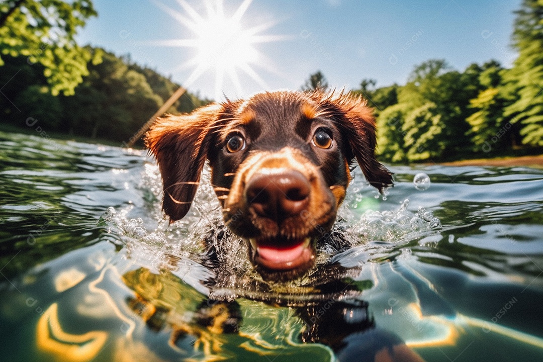 Cachorrinho fofo na água