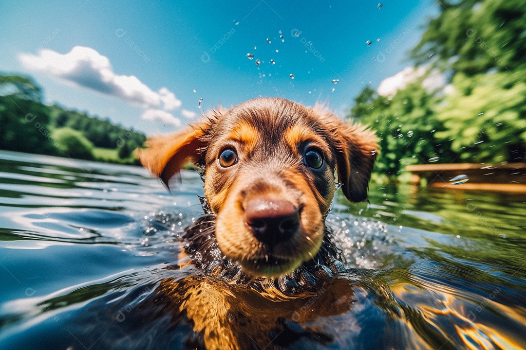 Cachorrinho fofo na água