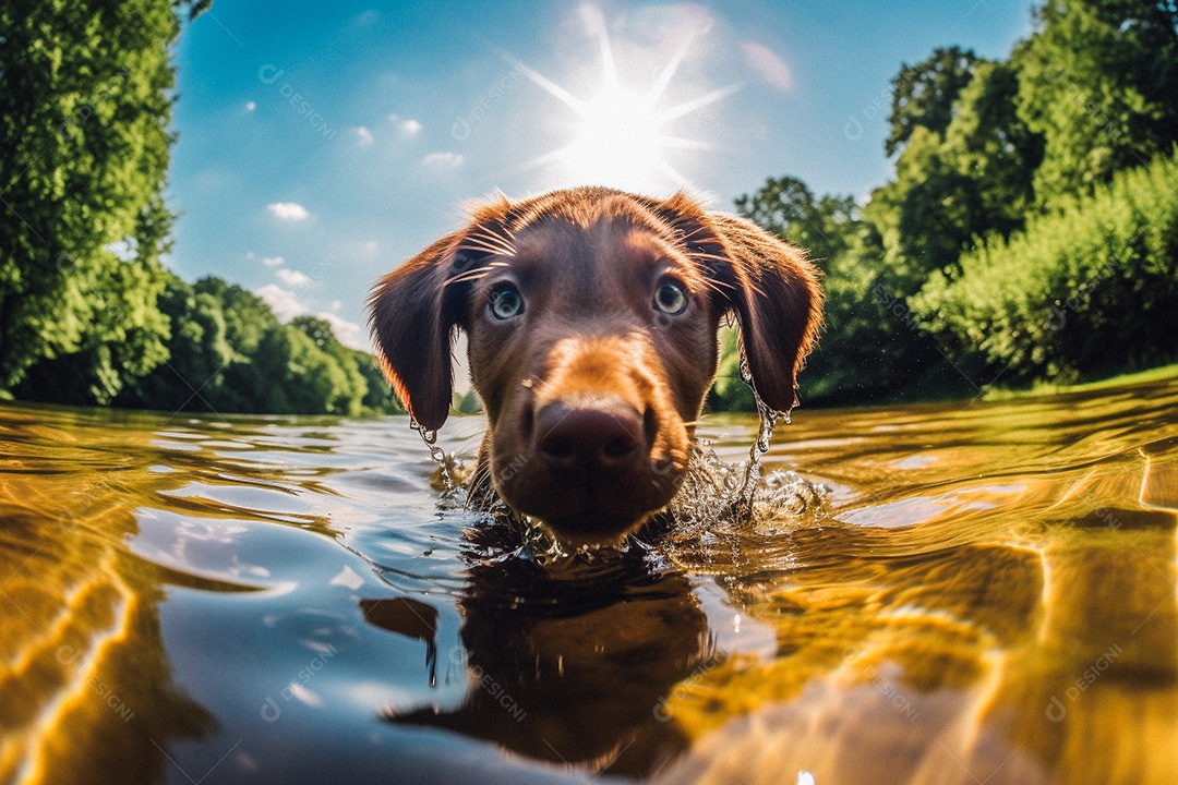 Cachorrinho fofo na água