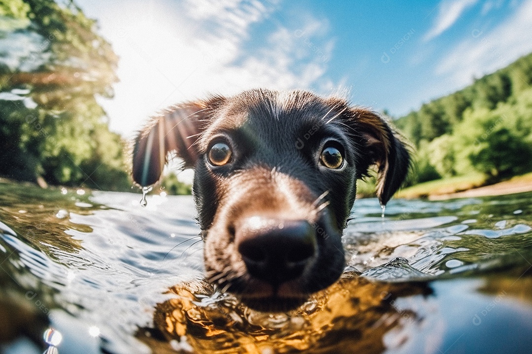 Cachorrinho fofo na água