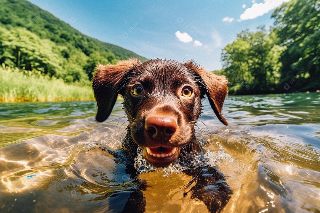 Cachorrinho fofo na água
