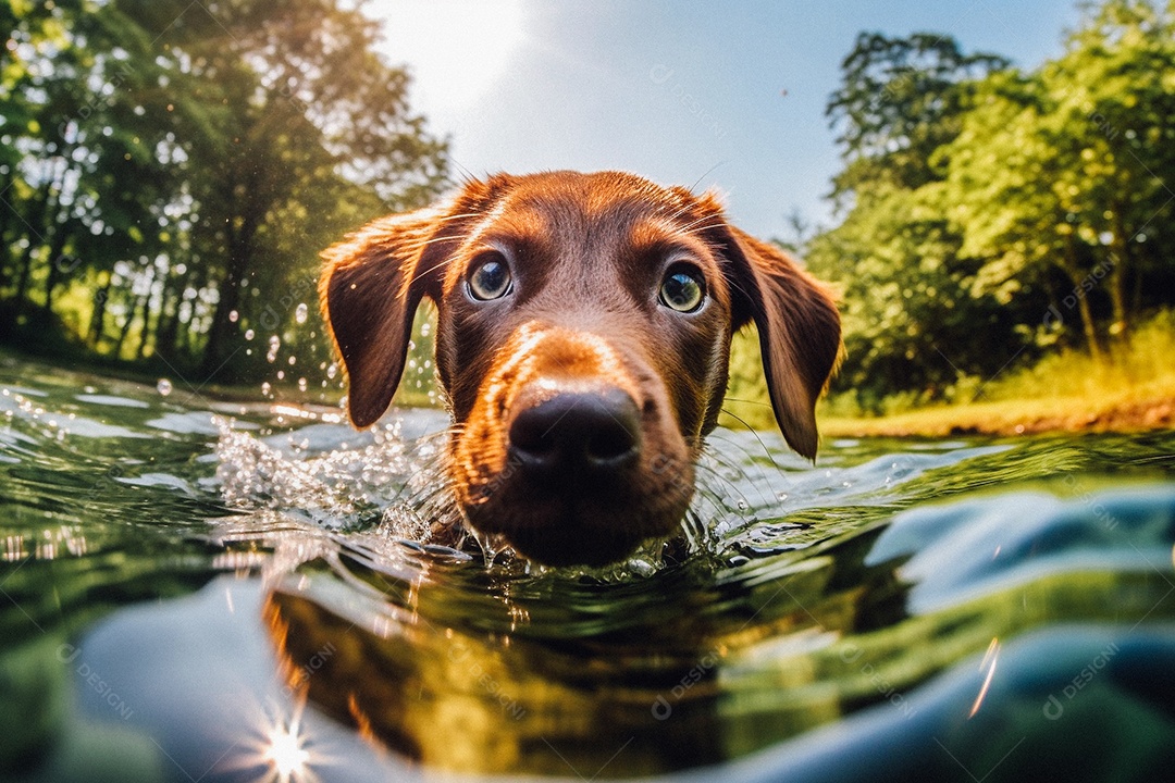 Cachorrinho fofo na água