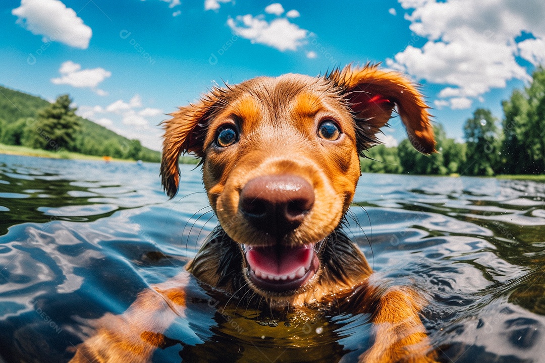 Cachorrinho fofo na água