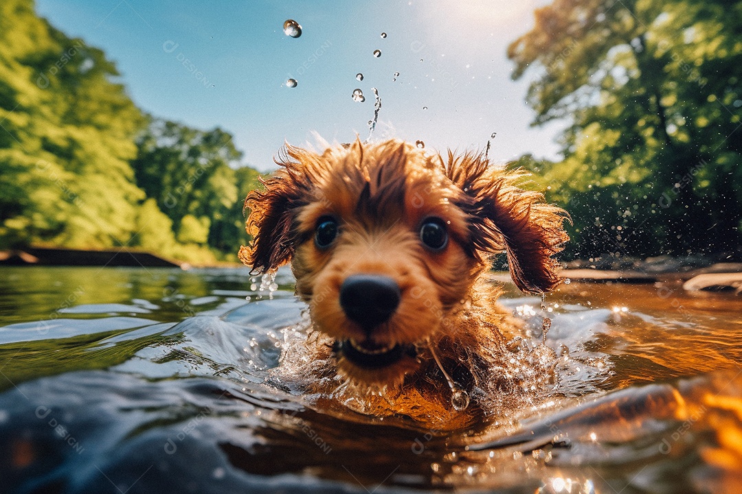Cachorrinho fofo na água