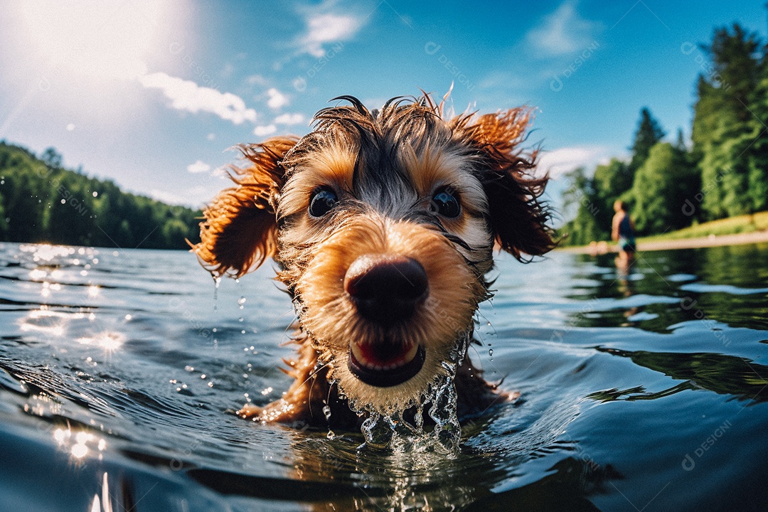 Cachorrinho fofo na água