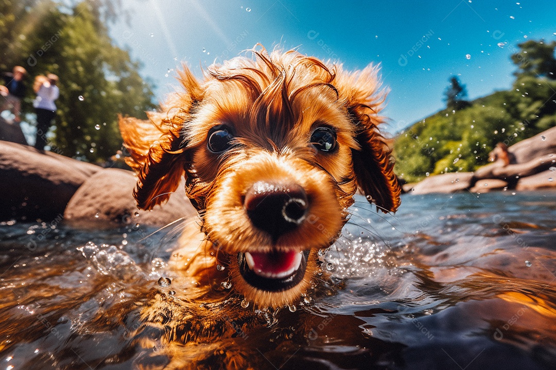 Cachorrinho fofo na água