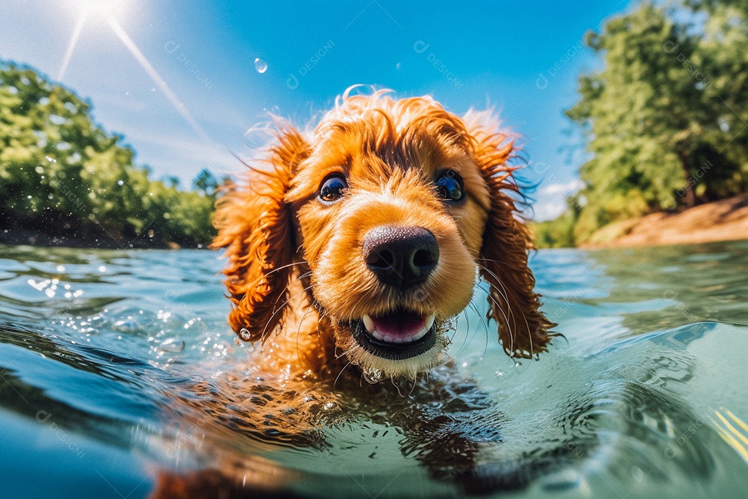 Cachorrinho fofo na água