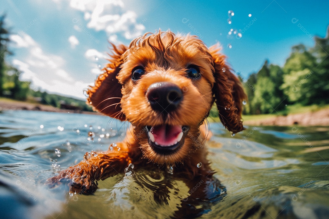 Cachorrinho fofo na água