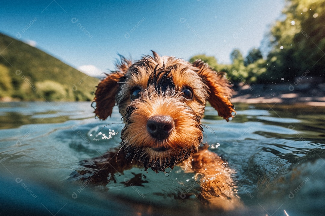 Cachorrinho fofo na água