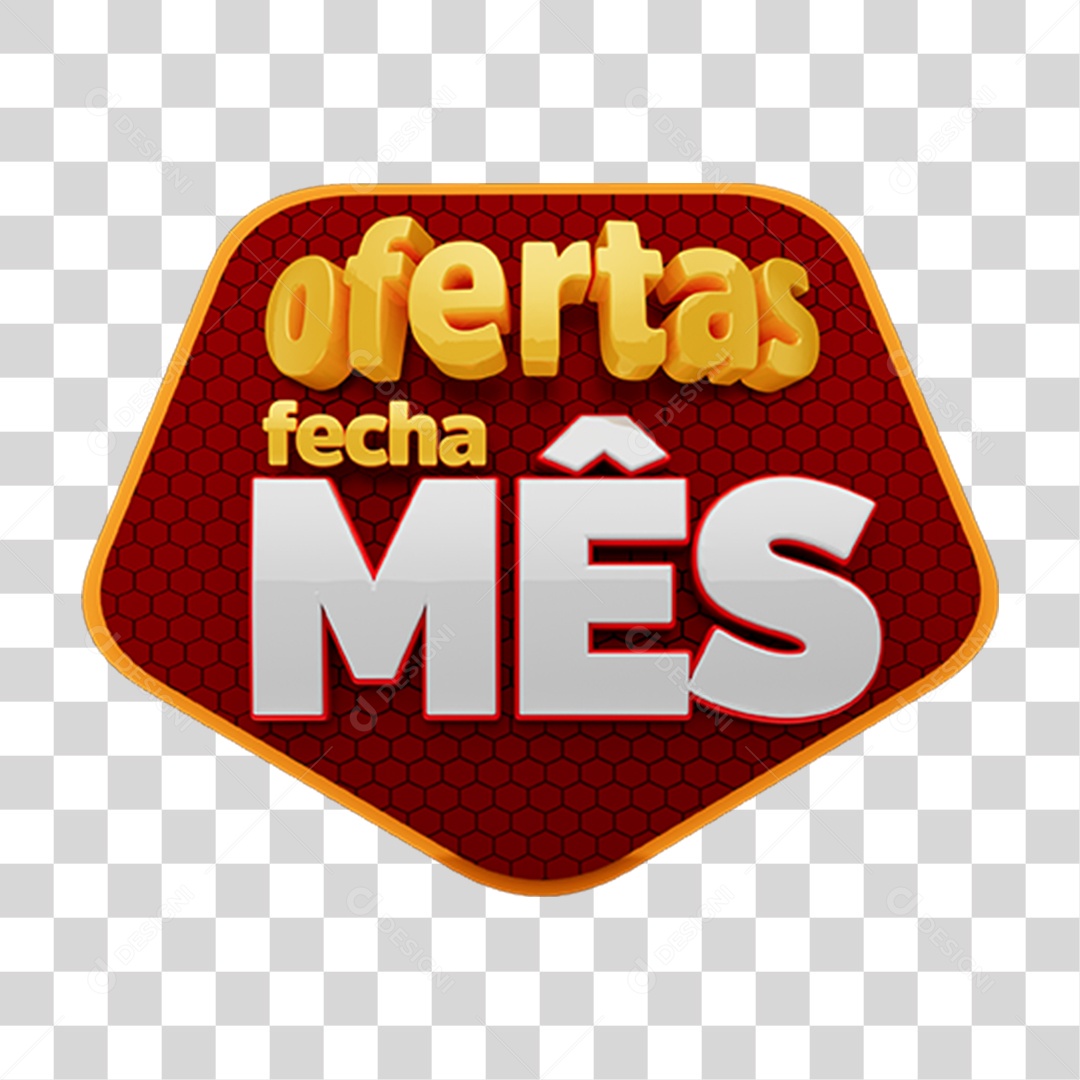 Selo 3D Ofertas Fecha Mês em PNG Transparente