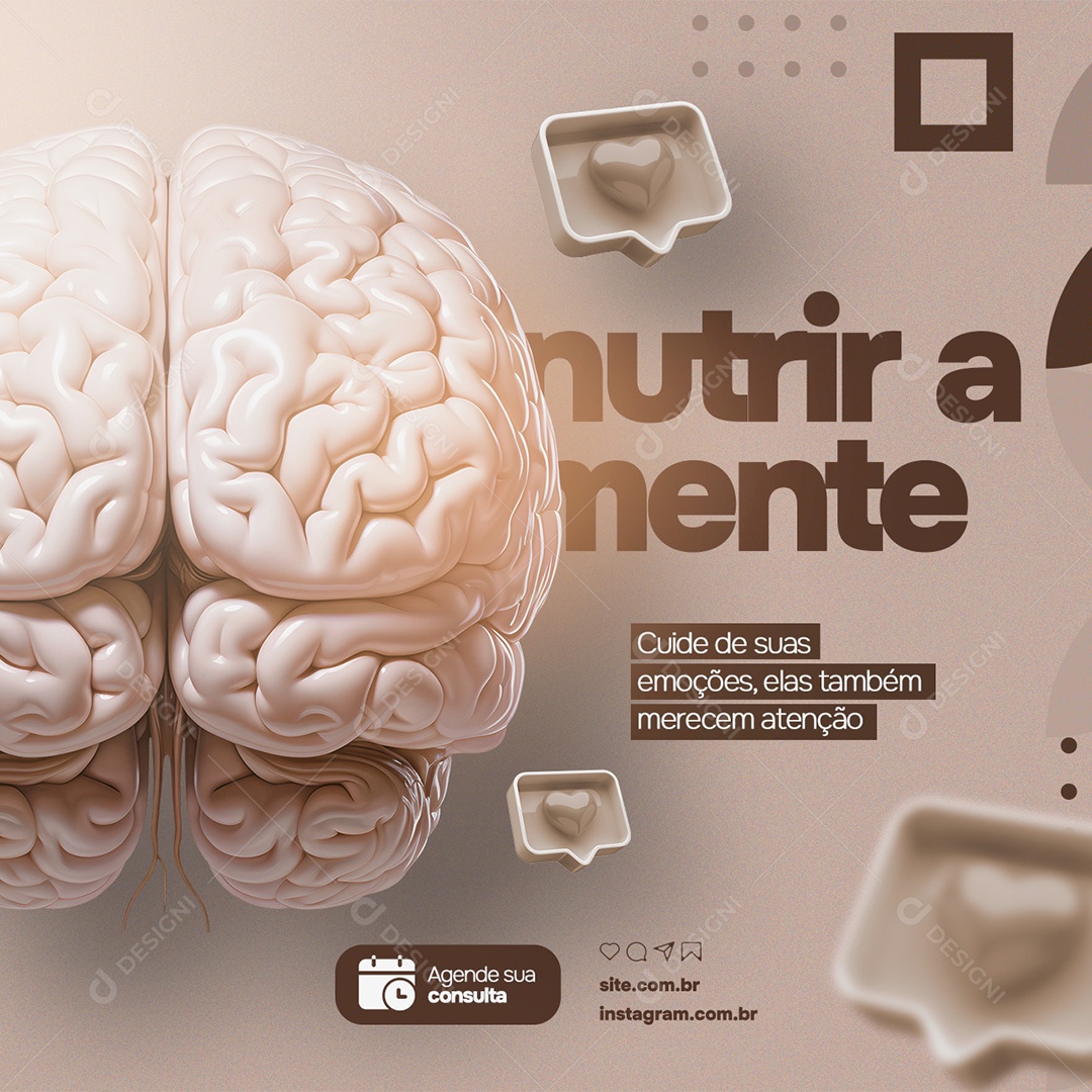 Clínica De Psicologia Psicólogo Nutrir a Mente Cuide de suas Emoções elas Também Merecem Atenção Agende sua Consulta Social Media PSD Editável