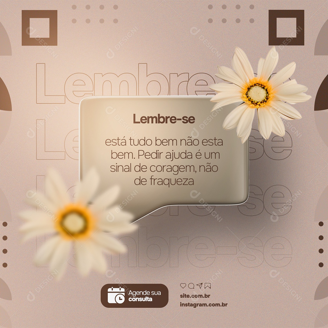 Clínica De Psicologia Psicólogo Lembre se Está Tudo Bem não Esta Bem Agende sua Consulta Social Media PSD Editável