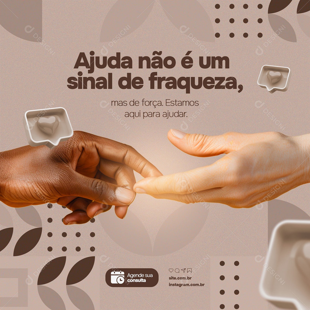 Clínica De Psicologia Psicólogo Ajuda não é um Sinal de Fraqueza Social Media PSD Editável
