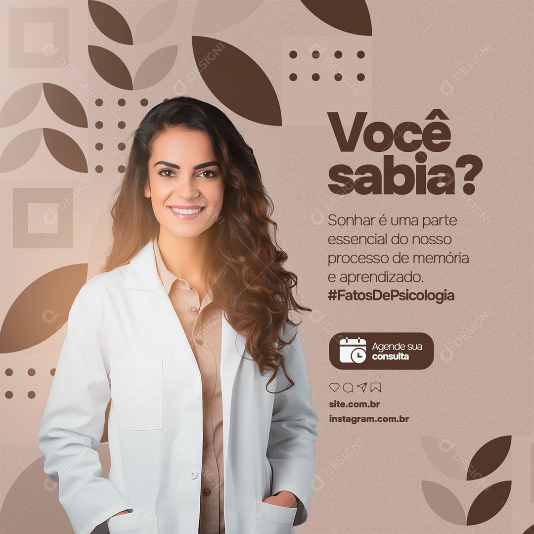 Clínica De Psicologia Psicólogo Você Sabia Sonhar é uma Parte Essencial do nosso Processo de Memória Social Media PSD Editável
